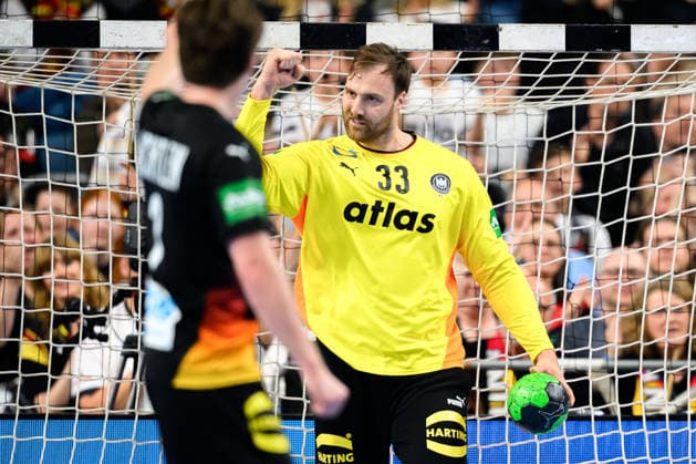 Koeln Handball Laenderspiel Germany Denmark Goalkeeper Andreas Wolff Germany Cheers Joy Emotion Koeln Lanxess Arena Germany