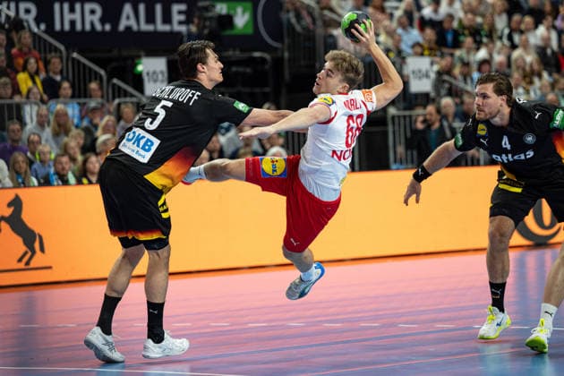 Mens Handball International Match, Germany Denmark May 17, 2026 Miro Schluroff Germany Germany, 5 , d66 Johannes Golla Germany Germany, 4 , Mens Handball International Match, Germany Denmark May 17, 2026 Copyright: xBEAUTIFULxSPORTS Erlhofx