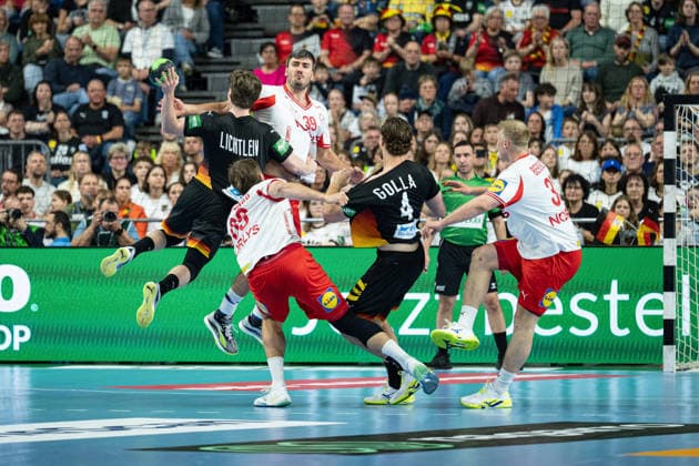 Mens Handball International Match, Germany Denmark May 17, 2026 Nils Lichtlein Germany Germany, 3 , Jacob Lassen Denmark, 39 , Victor Norlyk Denmark, 68 , Mens Handball International Match, Germany Denmark May 17, 2026 Copyright: xBEAUTIFULxSPORTS Erlhofx