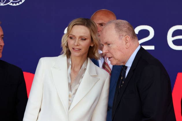 Charlene, Princess of Monaco and Albert II, Prince of Monaco both together on the podium for FE Race 2, FIA Formula E World Championship Season 12, Monaco E Prix, MonteCarlo, MC, 17 05 2026, FE
