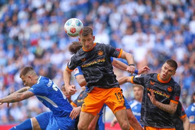 Magdeburg, Saxony-Anhalt, Germany, 17 05 2026 Avnet Arena 34 Matchday, Season 2025 26, 2 Soccer Bundesliga 1 FC Magdeburg 1 FC Kaiserslautern Header by Daniel Hanslik 19, 1 FC Kaiserslautern Copyright: xdtsxNachrichtenagenturx dts_119125