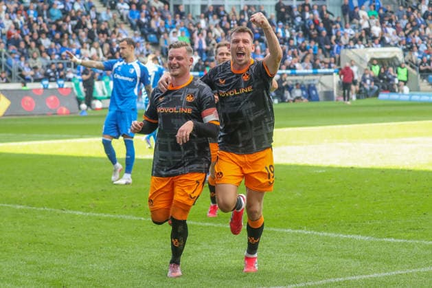 17 05 2026, xgox, Soccer 2 Bundesliga 1 FC Magdeburg 1 FC Kaiserslautern emspor, v l jubilation after the 0 1 by Marlon Ritter Kaiserslautern, 7 DFL DFB REGULATIONS PROHIBIT ANY USE OF PHOTOGRAPHS as IMAGE SEQUENCES and or QUASI VIDEO Magdeburg