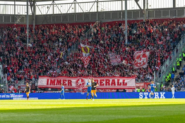 Germany 2 Bundesliga, Matchday 34, Season 2025 2026, 1 FC Magdeburg vs 1 FC Kaiserslautern Avnet Arena Magdeburg Fanscene of 1 FC Kaiserslautern in the away block Copyright: xMichellexLukax