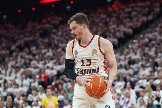 Andreas Obst FC Bayern Basketball, 13 with ball, GER, FC Bayern Basketball vs Vet Concept Gladiators Trier, Basketball, easycredit Basketball Bundesliga, Playoffs, quarter-finals season 2025 2026, 17 05 2026, GER, FC Bayern Basketball vs Vet Concept Gladiators Trier, Basketball, easycredit Basketball Bundesliga, Playoffs, quarter-finals season 2025 2026, 17 05 2026 Muenchen Copyright: xEibner-Pressefoto JennixMaulx EP_JML