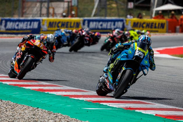 RECORD DATE NOT STATED 17th May 2026; Circuit de Barcelona, Barcelona, Catalonia, Spain; 2026 MotoGP of Catalunya Race Day; Raul Fernandez of the Trackhouse Motogp Team leads followed by Pedro Acosta of the Red Bull Ktm Factory Racing team PabloxGuillen