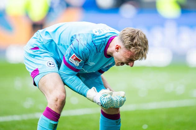 17 05 2026 Soccer, 2025 2026, 2 Bundesliga, 34 Matchday, DSC Arminia Bielefeld Hertha BSC Berlin Jonas Kersken Bielefeld DFL REGULATIONS PROHIBIT ANY USE OF PHOTOGRAPHS AS IMAGE SEQUENCES AND OR QUASI VIDEO