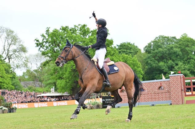 GER Al Shira aa German Jumping Dressage Derby Hamburg, Al Shira aa 95 German Jumping Derby 17 05 2026, GER Al Shira aa German Jumping Dressage Derby Hamburg, PAl Shira aa 95 German Jumping Derby presented by Melitta CSI4 Al Shira aa Derby Tour Final in picture 2 place for Simon Heineke GER on Cordillo 3 cheers nordphotoxGmbH xWitke nph00002