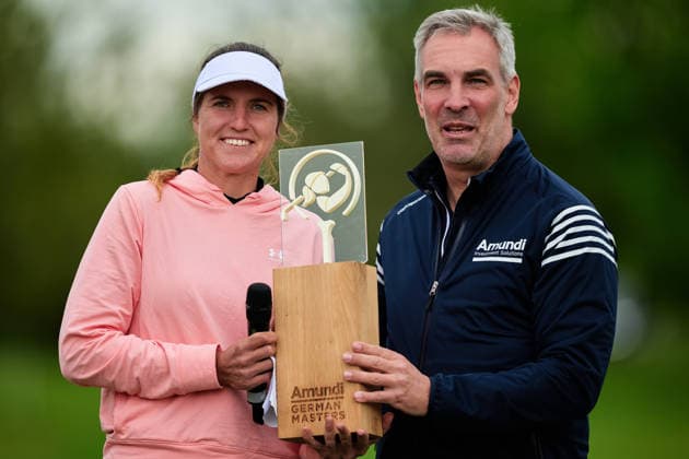 GER, Winsen Luhe , Amundi German Masters, Ladies European Tour LET , 14 05 17 05 2026 , Green Eagle Golf Courses, Round 4, Leonie Harm Germany , winner of the AMUNDI German Masters, Round 4, Saturday 17 05 2026,Round 4, here with Daniel Reitz from the extended management of Amundi Germany, GER, Winsen Luhe , Amundi German Masters, Ladies European Tour LET , 14 05 17 05 2026 , Green Eagle Golf Courses, Copyright: xClaudiusxRauchx