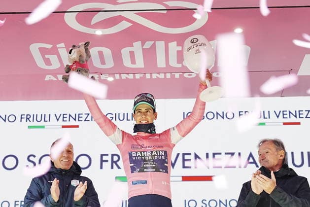 Portugal™s Afonso Oliveira Eulalio of Bahrain Victorious pink jersey during Stage 9 of the Giro d™Italia from Cervia to Corno alle Scale, Italy, Sunday May 17, 2026.  Copyright: xGianmattiaxD Albertoi LaPressex