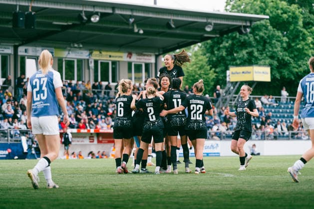 Goal celebration after Alisa Grincencos 1-0 goal in the match between Turbine Potsdam and FC Viktoria Berlin in the 2 Womens Bundesliga Goal celebration after Alisa Grincencos 1-0 goal in the match between Turbine Potsdam and FC Viktoria Berlin in the 2 Womens Bundesliga Copyright: xKaixHeuserxKaixHeuserx