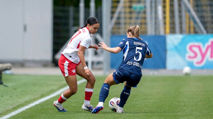 v li Lisa Baum RBL, 11 , Jamilla Sofia Rankin TSG, 5 , duel, duel, tackle, tackling, dynamics, action, action, 17 05 2026, Sinsheim Hoffenheim Germany , Football, Google Pixel Women Bundesliga, TSG 1899 Hoffenheim RB Leipzig, DFB DFL REGULATIONS PROHIBIT ANY USE OF PHOTOGRAPHS AS IMAGE SEQUENCES AND OR QUASI VIDEO xozx