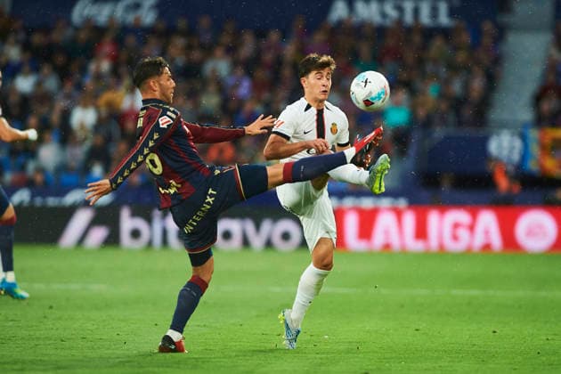 Iker Losada Levante UD and Pablo Torre RCD Mallorca during the LaLiga EA Sports match between Levante UD and RCD Mallorca at Ciudad de Valencia on May 17, 2026 in Valencia, Spain Photo by Maria Jose Segovia DeFodi Images