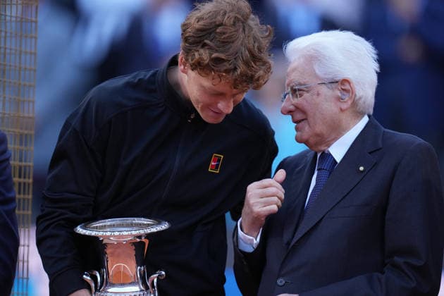 Jannik Sinner and Sergio Mattarella during the man™s singles final between Jannik Sinner (ITA) vs Casper Ruud (NOR) at the Internazionali d Italia in Rome, Sunday 17 May 2026. (Alfredo Falcone LaPresse)  Copyright: xAlfredoxFalcone LaPressex