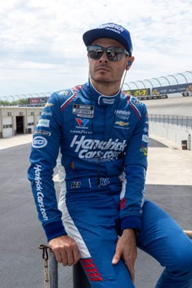 DOVER, DE - MAY 17: Kyle Larson ( 5 Hendrick Motorsports HendrickCars.com Chevrolet) sits on a photo stand in turn 1 after getting recked out of the NASCAR, Motorsport, USA Cup Series All-Star Race on May 17, 2026, at Dover Motor Speedway in Dover, DE. (Photo by David Hahn Icon Sportswire) AUTO: MAY 17 NASCAR Cup Series All-Star Race EDITORIAL USE ONLY Icon260517044