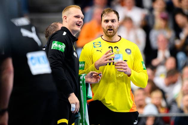 Koeln Handball Laenderspiel Germany Denmark Goalkeeper David Späth David Spaeth Germany , Goalkeeper Andreas Wolff Germany Koeln Lanxess Arena Germany