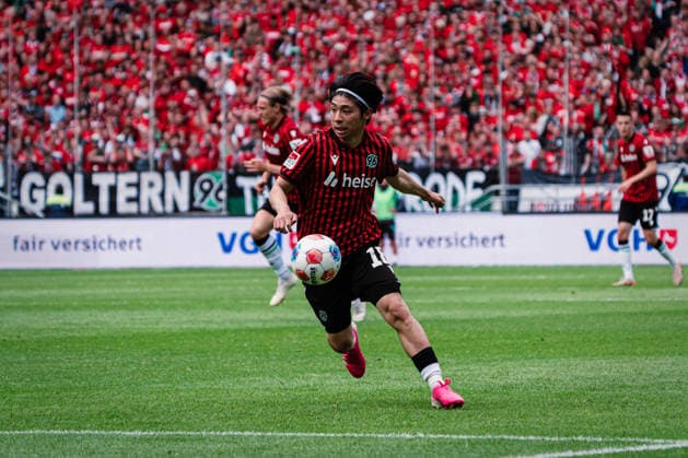 2 Bundesliga Hannover 96 vs 1 FC Nürnberg, 17 05 2026 Daisuke Yokota Hannover 96, 18 on the ball Football, 2 Bundesliga, Matchday 34 Hannover 96 vs 1 FC Nürnberg on 17 05 2026 at Heinz von Heiden Arena, Hannover DFL REGULATIONS PROHIBIT ANY USE OF PHOTOGRAPHS AS IMAGE SEQUENCES AND OR QUASI VIDEO Copyright: xBEAUTIFULxSPORTS Tonhäuserx