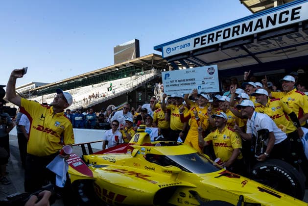 May 17, 2026, Speedway, Indiana, USA: NTT IndyCar, Indy Car, IRL, USA SERIES driver, {persons}, wins the pole award for the Indianapolis 500 at Indianapolis Motor Speedway in SPEEDWAY, Indiana, USA. NTT INDYCAR SERIES: May 17, 2026: Indianapolis 500: {Persons} 2  - ZUMAa161 20260517_aaa_a161_004 Copyright: xManasxYadavxGrindstonexMediaxGrox
