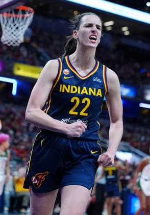 INDIANAPOLIS, IN - MAY 17: Indiana Fever guard Caitlin Clark (22) reacts to making a shot and getting fouled against the Seattle Storm on May 17, 2026, at Gainbridge Fieldhouse in Indianapolis, Indiana. (Photo by Brian Spurlock Icon Sportswire) WNBA, Basketball Damen, USA MAY 17 Seattle Storm at Indiana Fever EDITORIAL USE ONLY Icon2605172