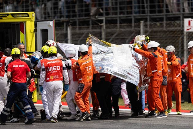 May 17, 2026, Barcelona, Barcelona, Spain: MONTMELO, SPAIN - MAY 17: Alex Marquez 73 of BK8 Gresini Racing MotoGP is transported by ambulance after a crash during the MotoGP Grand Prix of Catalunya at Circuit de Barcelona-Catalunya on May 17, 2026 in Montmelo, Spain. Barcelona Spain - ZUMAs316 20260517_znp_s316_066 Copyright: xMartixSeguraxRamonedax