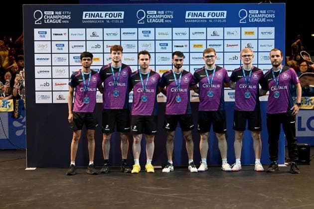 TT CL Hylo Final 4 Final 1 FC Saarbrücken TT Alliance Nimes Montpellier on 17 05 2026 in the Saarlandhalle in Saarbrücken The Alliance Nimes Montpellier team at the award ceremony xJFx