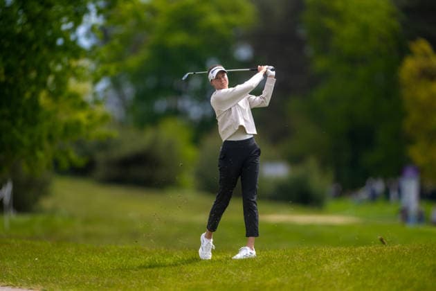 Amundi German Masters - Fourth Round Esther Henseleit of Germany plays her second shot from the fairway on the 6th hole during the final round of the Amundi German Masters at Green Eagle Golf Courses in Hamburg, Germany, on May 17, 2026. Hamburg Germany  Copyright: xAndyxAstfalckx originalFilename:astfalck-amundige260518_npaqd.jpg