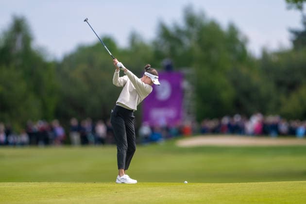Amundi German Masters - Fourth Round Esther Henseleit of Germany takes her second shot on the 9th hole during the final round of the Amundi German Masters at Green Eagle Golf Courses in Hamburg, Germany, on May 17, 2026. Hamburg Germany  Copyright: xAndyxAstfalckx originalFilename:astfalck-amundige260518_np95d.jpg