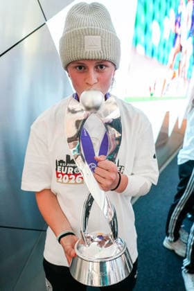 Final goalscorer Marie Kleemann Eintracht Frankfurt, Germany U17 with the European Champions Cup Frankfurt 18 05 2026 Reception for the U17 European champions at the DFB Campus