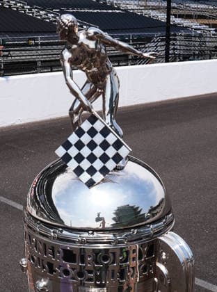 INDIANAPOLIS, IN - MAY 18: The Borg Warner Trophy is placed on the yard of bricks for a group driver photo to be taken before practice for the 110th Running of the Indianapolis 500 on May 18th, 2026, at the Indianapolis Motor Speedway in Indianapolis, Indiana. (Photo by Brian Spurlock Icon Sportswire) AUTO: MAY 18 NTT IndyCar, Indy Car, IRL, USA Series Indianapolis 500 Practice EDITORIAL USE ONLY Icon26051850026