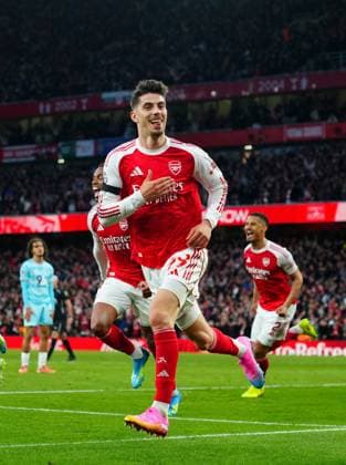 Kai Havertz of Arsenal celebrates scoring the opening goal Arsenal v Burnley, Premier League, Football, Emirates Stadium, London, UK - 18 May 2026London Emirates Stadium United Kingdom EDITORIAL USE ONLY No use with unauthorised audio, video, data, fixture lists, club league logos or live services. Online in-match use limited to 120 images, no video emulation. No use in betting, games or single club league player publications.  Copyright: xJavierxGarcia Shutterstockx 16881286q