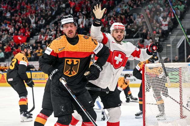 ZURICH, SWITZERLAND MAY 18 Sven Andrighetto of Switzerland celebrates his goal during the 2026 IIHF Ice Hockey World Championship Switzerland game between Germany and Switzerland at Swiss Life Arena on May 18, 2026 in Zurich, Zurich Zurich Swiss Life Arena Zurich Switzerland Copyright: xJustPictures.ch AndreaxBrancax jp-en-EuSpIm-JP7_ANB_Ger_Sui_18052026_2350