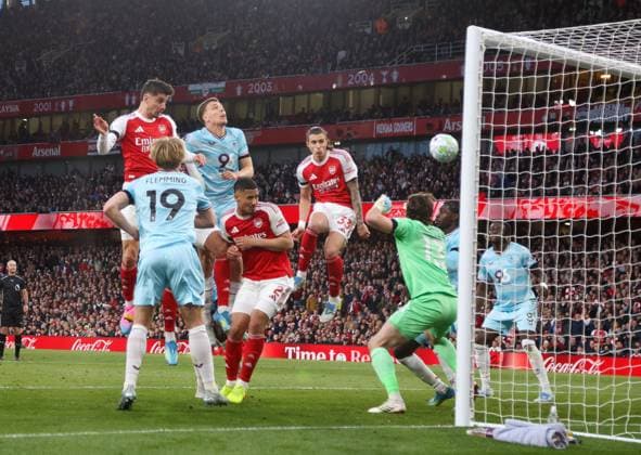 Kai Havertz scores the opening goal for Arsenal Arsenal v Burnley, Football, Premier League, Emirates Stadium, Islington, London, UK - 18 05 2026 EDITORIAL USE ONLY No use with unauthorised audio, video, data, fixture lists, club league logos or live services. Online in-match use limited to 120 images, no video emulation. No use in betting, games or single club league player publications.  Copyright: xMattxImpey Shutterstockx 16882378c