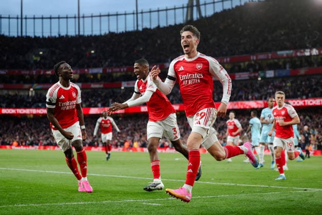 Premier League 2025 26 Arsenal v Burnley Emirates Stadium 18.05.2026 Kai Havertz of Arsenal scores and celebrates 1-0 Premier League 2025 26 Arsenal v Burnley Emirates Stadium 18.05.2026 Photograph By Marc Aspland The Times  Copyright: xMarcxAsplandx NINTCHDBPICT001081980891