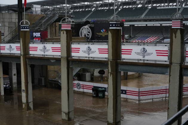 INDIANAPOLIS, IN - MAY 18: Rain falls ending practice for the 110th Running of the Indianapolis 500 on May 18th, 2026, at the Indianapolis Motor Speedway in Indianapolis, Indiana. (Photo by Brian Spurlock Icon Sportswire) AUTO: MAY 18 NTT IndyCar, Indy Car, IRL, USA Series Indianapolis 500 Practice EDITORIAL USE ONLY Icon26051850074
