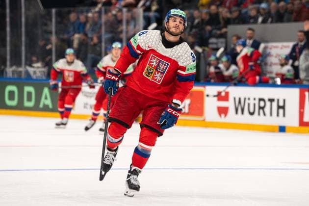 FRIBOURG, FRIBOURG - MAY 18: Ondrej Beranek of Czechia during the 2026 IIHF World Championship, WM, Weltmeisterschaft Preliminary Round Group B match between Sweden and Czechia at BCF Arena on May 18, 2026 in Fribourg, Fribourg, Switzerland. Copyright: xLivioxBaeriswylx xSPPx Sportspressphoto_SPR149758