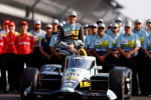 INDIANAPOLIS, IN - MAY 18: Alexander Rossi of ERC Racing (20) during the NTT IndyCar, Indy Car, IRL, USA Series Indianapolis 500 front row photoshoot at Indianapolis Motor Speedway in Indianapolis, IN. (Photo by Jeffrey Brown Icon Sportswire) AUTO: MAY 18 NTT IndyCar Series Indianapolis 500 Practice EDITORIAL USE ONLY Icon05126002