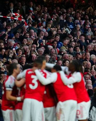 Arsenal fans celebrate the opening goal scored by Kai Havertz Arsenal v Burnley, Premier League, Football, Emirates Stadium, London, UK - 18 May 2026London Emirates Stadium United Kingdom EDITORIAL USE ONLY No use with unauthorised audio, video, data, fixture lists, club league logos or live services. Online in-match use limited to 120 images, no video emulation. No use in betting, games or single club league player publications.  Copyright: xJavierxGarcia Shutterstockx 16881286ay