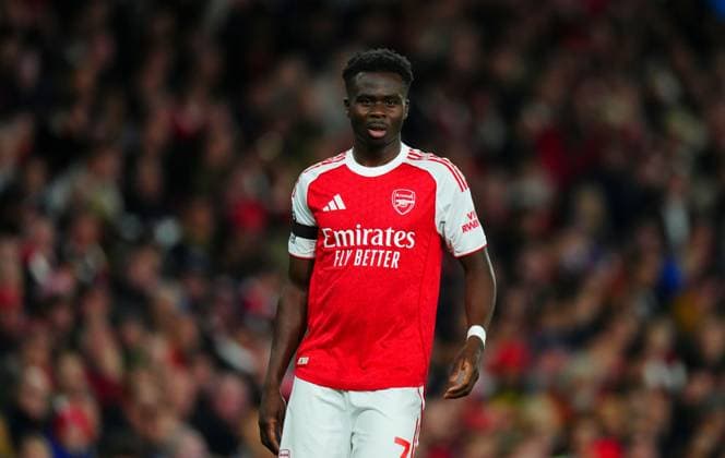 Bukayo Saka of Arsenal Arsenal v Burnley, Premier League, Football, Emirates Stadium, London, UK - 18 May 2026London Emirates Stadium United Kingdom EDITORIAL USE ONLY No use with unauthorised audio, video, data, fixture lists, club league logos or live services. Online in-match use limited to 120 images, no video emulation. No use in betting, games or single club league player publications.  Copyright: xJavierxGarcia Shutterstockx 16881286df