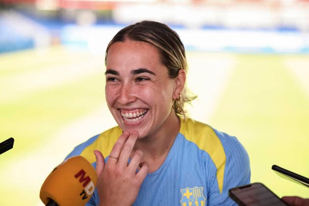 May 19, 2026, Sant Joan Despi, Barcelona, SPAIN: Catalina Thomas Coll Lluch speaks to the media during the training day of FC Barcelona, Barca ahead UEFA Women Champions League 2025 26, Final football match against OL Lyonnes at Ciutat Esportiva Joan Gamper on May 19, 2026 in Sant Joan Despi, Barcelona, Spain. FC Barcelona Training And Media Day - UEFA Women Champions League 2025 26 Final  - ZUMAa181 20260519_zaa_a181_032 Copyright: xJavierxBorregox