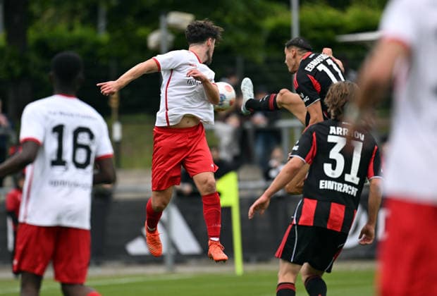 19 05 2026, xjhx, Fußball Testspiel, RW Frankfurt Eintracht Frankfurt v l Younes Ebnoutalib Eintracht Frankfurt Goal scored, erzielt das Tor zum 1 0 DFL DFB REGULATIONS PROHIBIT ANY USE OF PHOTOGRAPHS as IMAGE SEQUENCES and or QUASI VIDEO Frankfurt am Main