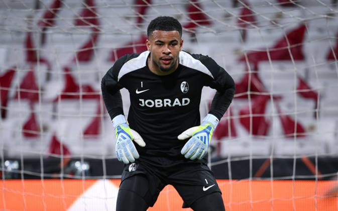 FOOTBALL EUROPA LEAGUE SEASON 2025 2026 Final in Istanbul 19 05 2026 SC Freiburg Aston Villa Training SC Freiburg at Besiktas Park Stadium, Goalkeeper Noah Atubolu