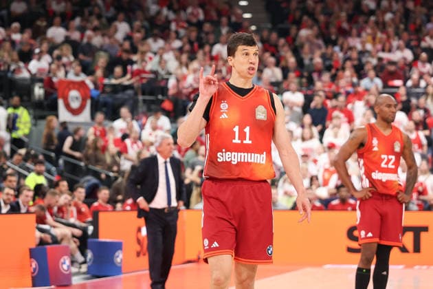Vladimir Lucic FC Bayern Basketball, 11 gestures, GER, FC Bayern Basketball vs Vet Concept Gladiators Trier, basketball, easycredit Basketball Bundesliga, playoffs, quarterfinals, 2025 2026 season, 19 05 2026, GER, FC Bayern Basketball vs Vet Concept Gladiators Trier, basketball, easycredit Basketball Bundesliga, playoffs, quarterfinals, 2025 2026 season, 19 05 2026 Munich Copyright: xEibner-Pressefoto JennixMaulx EP_JML