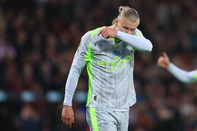 Bournemouth, England, 19th May 2026. Erling Haaland of Manchester City looks dejected during the AFC Bournemouth vs Manchester City Premier League match at the Vitality Stadium, Bournemouth. Picture credit should read: Paul Terry Sportimage EDITORIAL USE ONLY. No use with unauthorised audio, video, data, fixture lists, club league logos or live services. Online in-match use limited to 120 images, no video emulation. No use in betting, games or single club league player publications. SPI_039_PT_Bournemouth_Man_City SPI-4809-0039