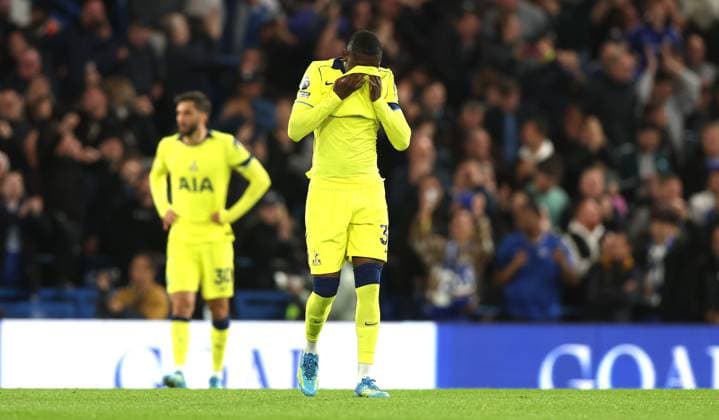 Randal Kolo Muani of Tottenham Hotspur shows a look of dejection after Andrey Santos of Chelsea scores a goal to make the score 2-0 Chelsea v Tottenham Hotspur, Premier League, Football, Stamford Bridge, London, UK - 19 May 2026London Stamford Bridge United Kingdom EDITORIAL USE ONLY No use with unauthorised audio, video, data, fixture lists, club league logos or live services. Online in-match use limited to 120 images, no video emulation. No use in betting, games or single club league player publications. Copyright: xKieranxMcManus Shutterstockx 16881293aw