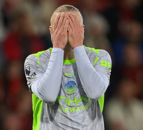 19 May 2026 - AFC Bournemouth v Manchester City - Premier League - Vitality Stadium - Bournemouth. AFC Bournemouth v Manchester City - Premier League - Vitality Stadium - Bournemouth. Erling Haaland dejected. Picture : Mark Pain BOURNEMOUTH England  Copyright: xMarkxPainx