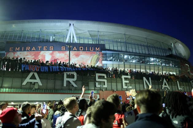 Arsenal-Fans feiern den Titel 19. Mai 2026 Londoner Szenen im Emirates-Stadion  Copyright: xMarkxLeechxOffside