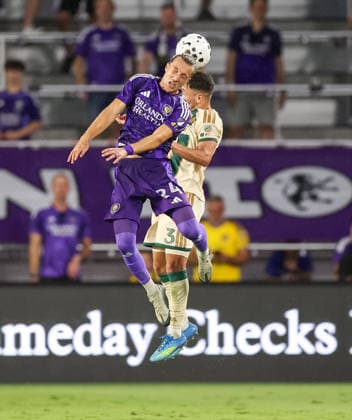 May 19, 2026, Orlando, Florida, USA: Orlando City SC defender GRIFFIN DORSEY (24) and Atlanta United defender ELoÃ‚ÂAS BoÃ‚ÂEZ (3) jump to head the ball during the first half U.S Open Cup quarterfinal match. The Orlando City Soccer Club hosted Atlanta United at Inter&Co Stadium in Orlando, FL. Orlando USA - ZUMAm299 20260519_znp_m299_019 Copyright: xTaylorxMcFeex