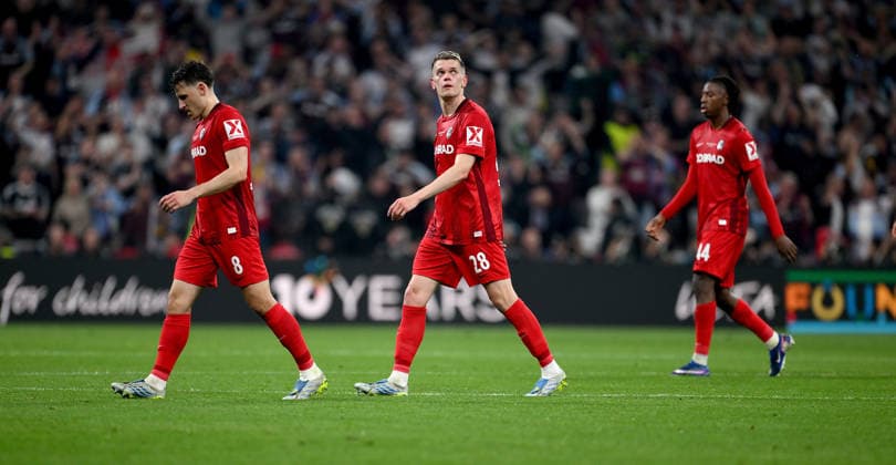 FOOTBALL EUROPA LEAGUE SEASON 2025 2026 Final in Istanbul 20 05 2026 SC Freiburg Aston Villa Disappointment SC Freiburg, from left , Maximilian Eggestein, Matthias Ginter , Johan Manzambi