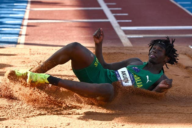 ATHLETICS OCEANIA CHAMPIONSHIPS, Awan Akuen of Australia competes in the Men™s Triple Jump during the 2026 Oceania Athletics Championships at Arafura Stadium, Darwin, Thursday, May 21, 2026. ( NO ARCHIVING DARWIN NORTHERN TERRITORY AUSTRALIA  Copyright: xJOELxCARRETTx 20260521180379021891