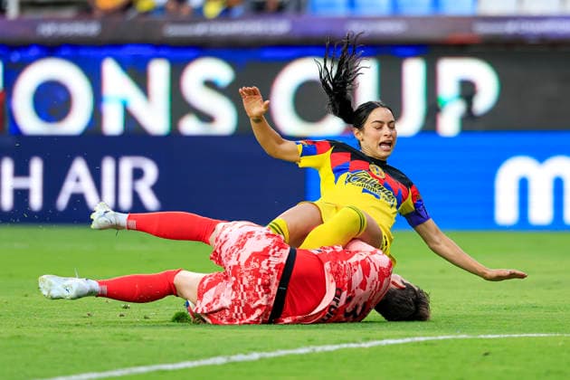 CONCACAF W CHAMPIONS CUP 2026 CONCACAF W CHAMPIONS CUP 2026 AMERICA VS GOTHAM FC 20052026 PACHUCA, HIDALGO Action photo of Scarlett Camberos top of America and Ann Katrin Berger goalkeeper of Gotham FC, during semifinal game of the CONCACAF W Champions Cup 2026, held at the Estadio Hidalgo of Pachuca, Hidalgo Action photo of Scarlett Camberos top of America and Ann Katrin Berger goalkeeper of Gotham FC, during semifinal game of the CONCACAF W Champions Cup 2026, held at the Estadio Hidalgo of Pachuca, Hidalgo PHOTO BY IMAGENSHOP AGENCIA FOTOGRAFICA PACHUCA HIDALGO MEXICO Copyright: xJorgexReyesx