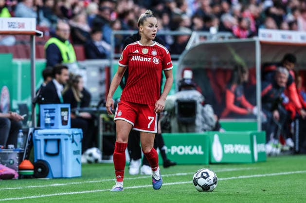 Sport, Football, DFB Pokal Women Season 2025 2026 Final VfL Wolfsburg FC Bayern Munich 14 05 2026, RheinEnergieSTADION Giulia Gwinn FC Bayern Munich, 7 Cologne RheinEnergieSTADION North Rhine-Westphalia Germany